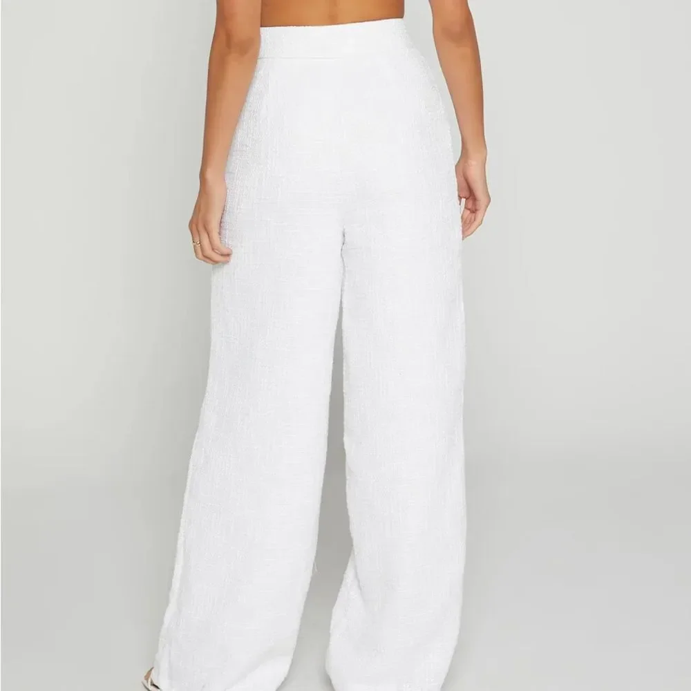 Showpo Adelaide Ivory tweed Women's wide leg Pants